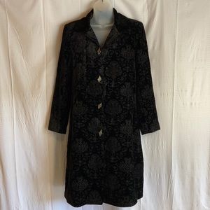 Embroidered Velvet Car Coat w/Pockets Size S